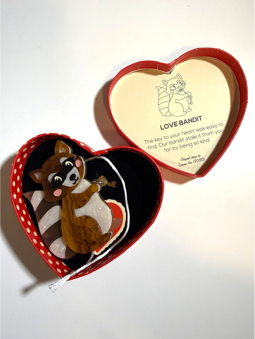 Love Bandit Brooch - Erstwilder Valentine's Day 2020 Raccoon Cute Key Pin